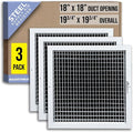 3 Pack] Fits 18x18 Duct Opening Steel Adjustable Air Supply Grille by | Register Vent Cover Grill for Sidewall and Ceiling |