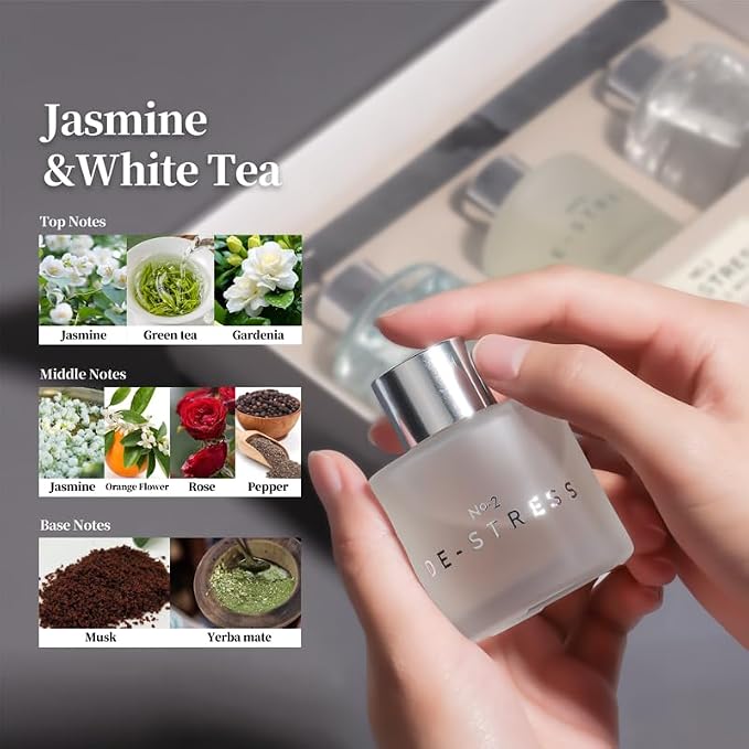 3 Pack Fragrance Diffuser, 50ML Lavender Geranium Jasmine White Tea Lemongrass Ginger Aromatherapy Diffuser Set with 12 Black