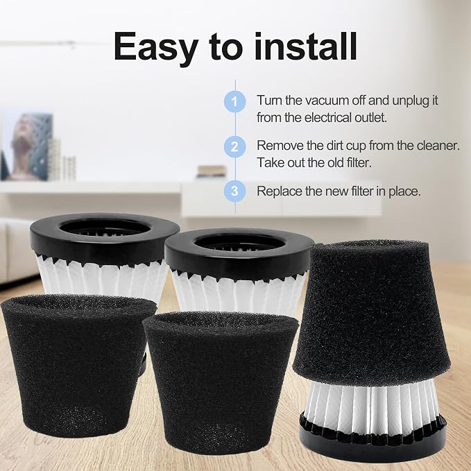 3 Pack Handheld Vacuum Cleaner Filter Compatible with Scorpion Handheld Vacuum Cleaner Style F117, Compare to Part