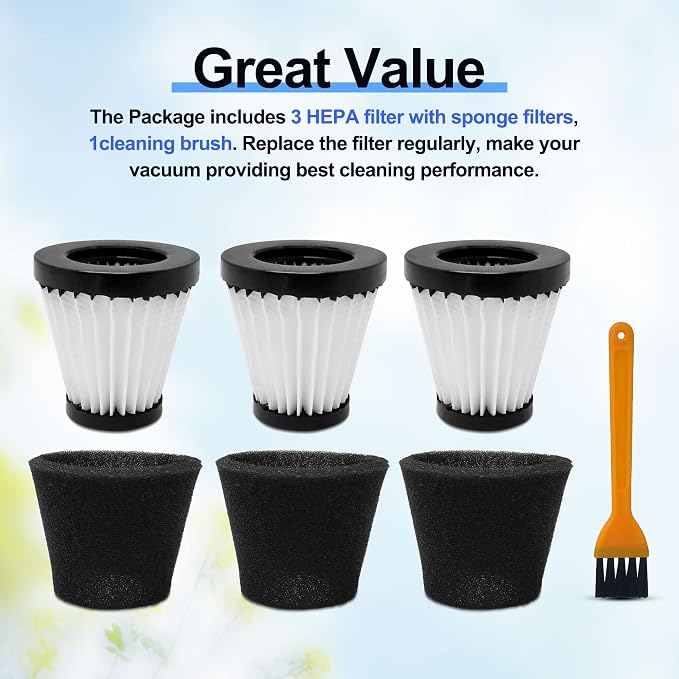 3 Pack Handheld Vacuum Cleaner Filter Compatible with Scorpion Handheld Vacuum Cleaner Style F117, Compare to Part