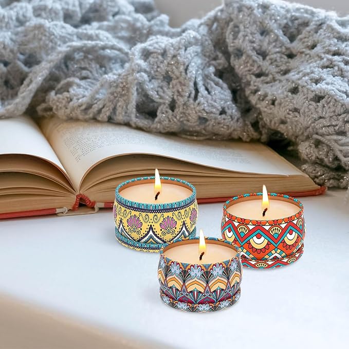 3 Pack Home Scented Candles - Strong Lavender, Bluebell & Mandarin Candle, 2.5 Oz, 100% Soy, made from natural materials