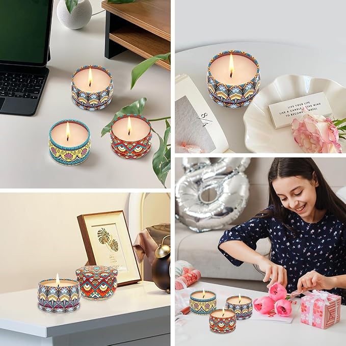3 Pack Home Scented Candles - Strong Lavender, Bluebell & Mandarin Candle, 2.5 Oz, 100% Soy, made from natural materials