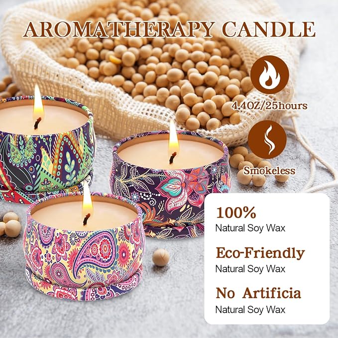 3 Pack Home Scented Candles - Strong Lavender, Vanilla & Rose Candle, 2.5 Oz, 100% Soy, made from natural materials