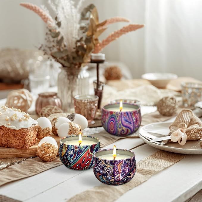 3 Pack Home Scented Candles - Strong Lavender, Vanilla & Rose Candle, 2.5 Oz, 100% Soy, made from natural materials