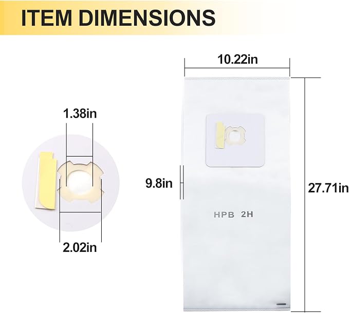 (3 Pack) HPB2H HEPA Central Vacuum Bags Compatible with, AstroVac & Valet - Replacement for H1P, P70, SR36, SR38