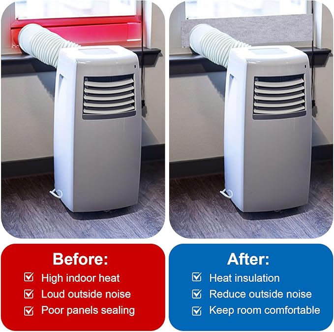 3 Pack Insulated Foam Panels for Portable Ac Window Vent Kit, Adjustable Double Layer Insulation Seal Panels to Block Heat