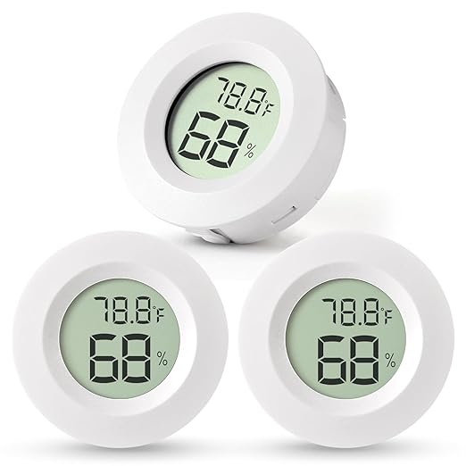 3-Pack Mini Hygrometer & Thermometer, Indoor Outdoor Digital Humidity Meter Gauge Temperature, °F/°C, for Home