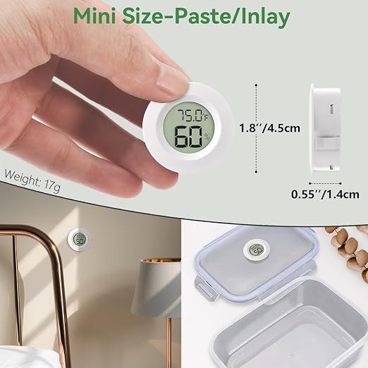 3-Pack Mini Hygrometer & Thermometer, Indoor Outdoor Digital Humidity Meter Gauge Temperature, °F/°C, for Home, alternate