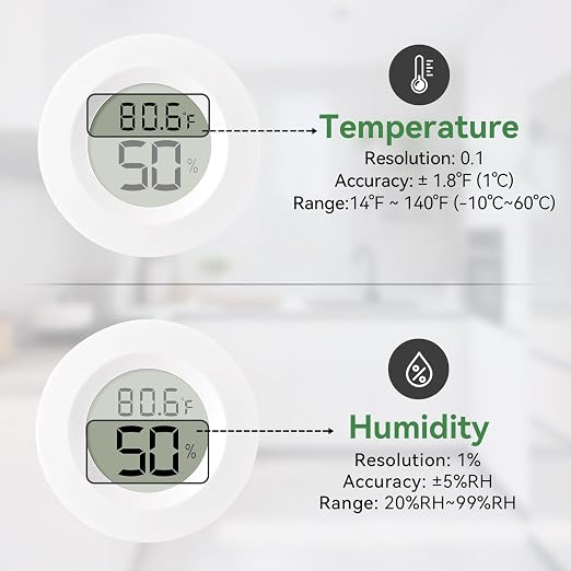 3-Pack Mini Hygrometer & Thermometer, Indoor Outdoor Digital Humidity Meter Gauge Temperature, °F/°C, for Home, alternate