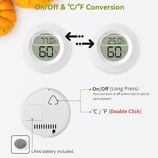 3-Pack Mini Hygrometer & Thermometer, Indoor Outdoor Digital Humidity Meter Gauge Temperature, °F/°C, for Home, alternate