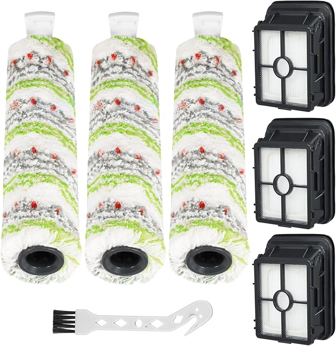 3 Pack Multi-Surface Pet Brush Rolls 2788 and Vacuum Filters 1866 Compatible with CrossWave Max 2554 2554A 2590 2593