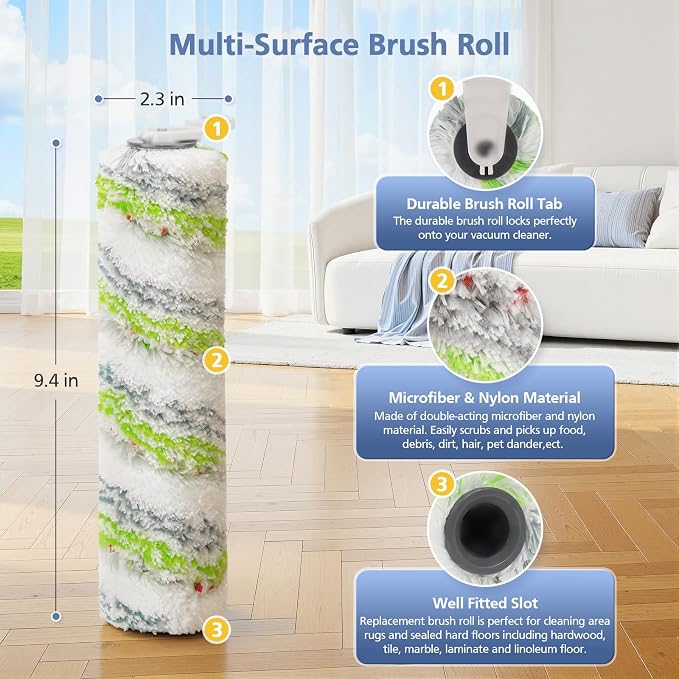 3 Pack Multi-Surface Pet Brush Rolls 2788 and Vacuum Filters 1866 Compatible with CrossWave Max 2554 2554A 2590 2593