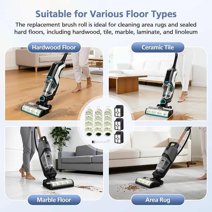 3 Pack Multi-Surface Pet Brush Rolls 2788 and Vacuum Filters 1866 Compatible with CrossWave Max 2554 2554A 2590 2593