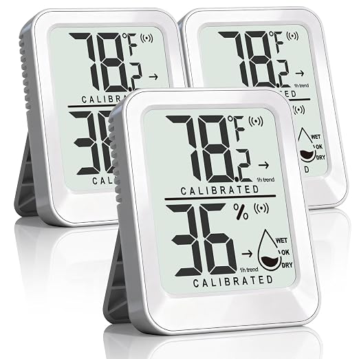 3 Pack Room Thermometer Indoor Hygrometer for Home, Digital Sensor Mini Humidity Gauge Meter, Temperature Humidity Monitor