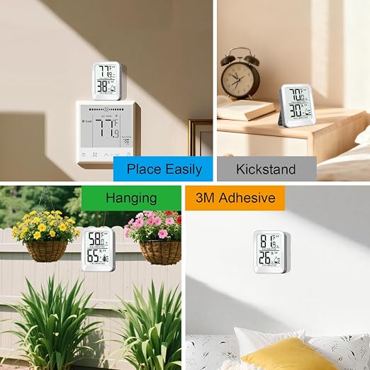 3 Pack Room Thermometer Indoor Hygrometer for Home, Digital Sensor Mini Humidity Gauge Meter, Temperature Humidity Monitor