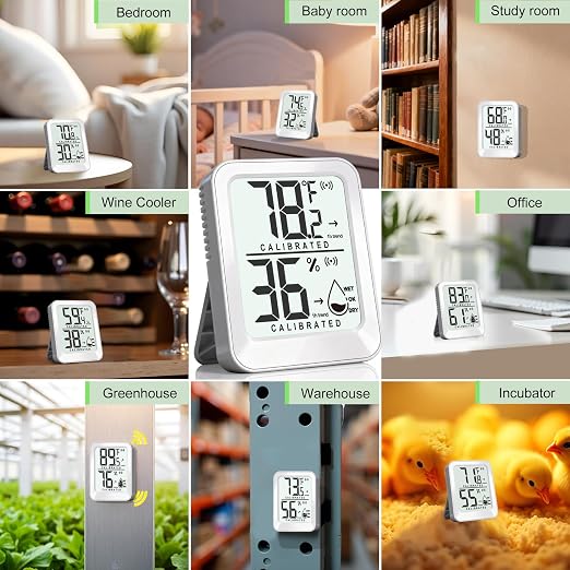 3 Pack Room Thermometer Indoor Hygrometer for Home, Digital Sensor Mini Humidity Gauge Meter, Temperature Humidity Monitor