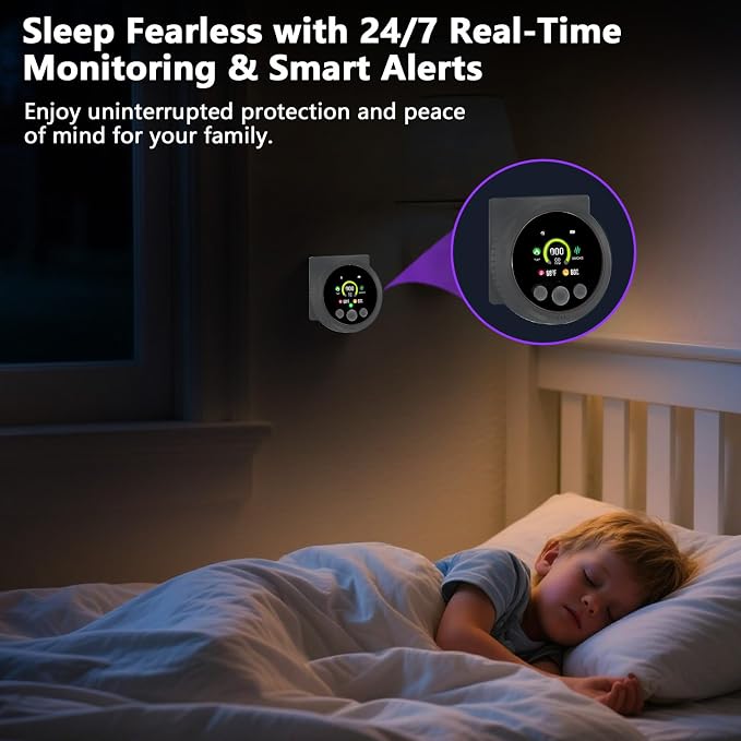 3 Pack Smoke Carbon Monoxide Detectors Plug in, 5in1 Portable Carbon Monoxide Detector & Natural Gas Leak Detector Battery