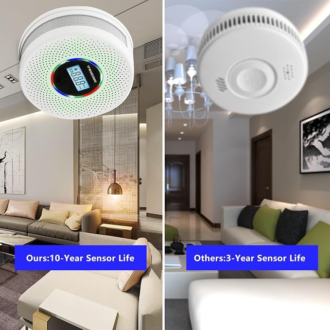 3 Pack Upgraded Combination Smoke and Carbon Monoxide Alarm Detector, Dual Sensor Smoke Alarm&Carbon Monoxide, alternate view