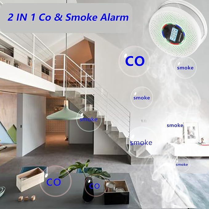 3 Pack Upgraded Combination Smoke and Carbon Monoxide Alarm Detector, Dual Sensor Smoke Alarm&Carbon Monoxide, alternate view