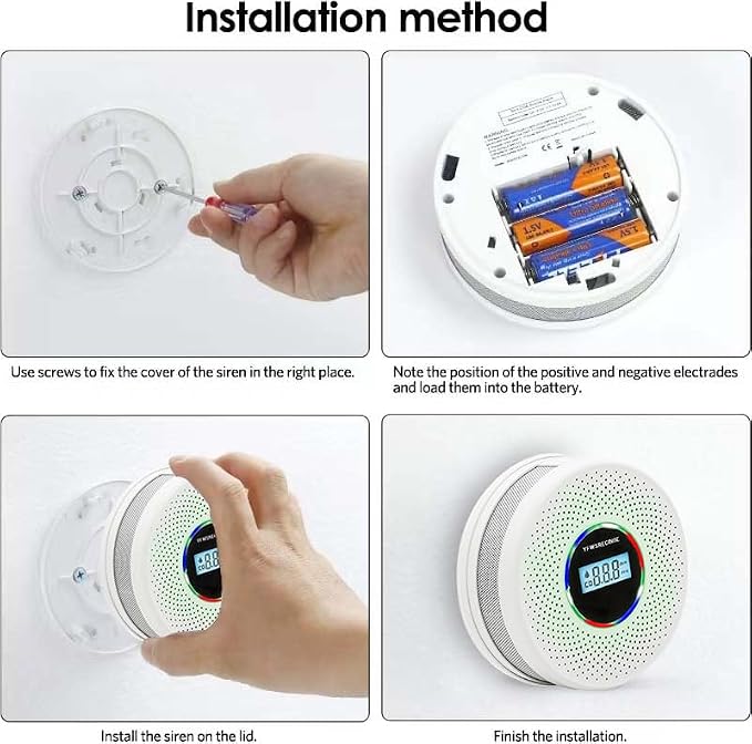 3 Pack Upgraded Combination Smoke and Carbon Monoxide Alarm Detector, Dual Sensor Smoke Alarm&Carbon Monoxide, alternate view