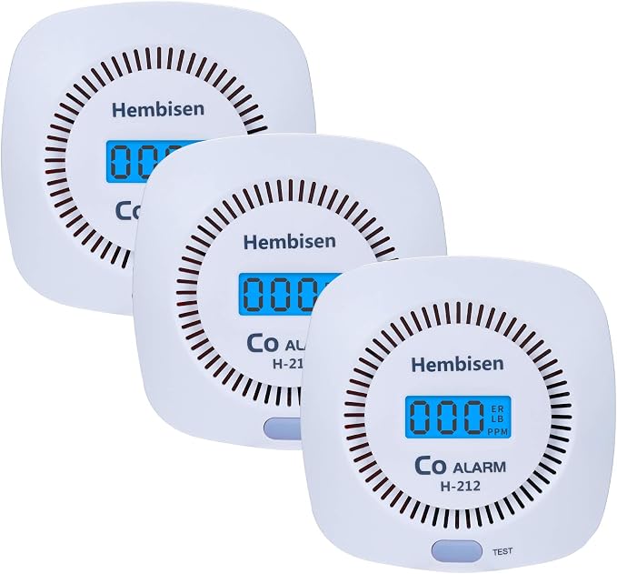 3 Packs Carbon Monoxide Detectors - CO Alarm Detector Monitor Battery Operated with Digital Display for House