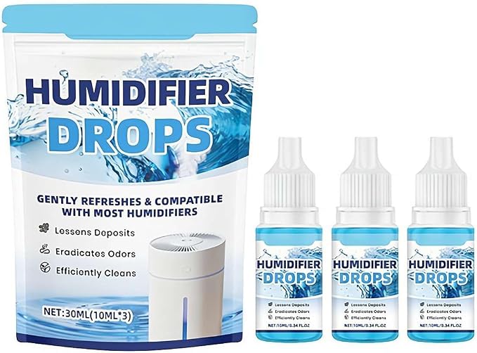 3 Pcs Humidifier Drops – Water Treatment Cleaner for Mineral Buildup & Odor Removal, 30ml (3 x 10ml Bottles), product image