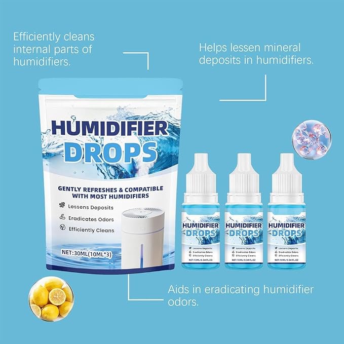 3 Pcs Humidifier Drops – Water Treatment Cleaner for Mineral Buildup & Odor Removal, 30ml (3 x 10ml Bottles), alternate