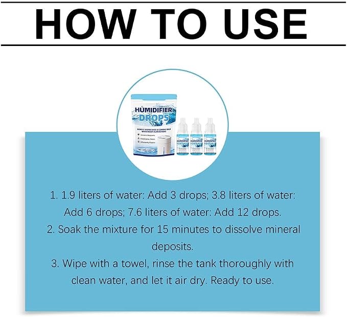 3 Pcs Humidifier Drops – Water Treatment Cleaner for Mineral Buildup & Odor Removal, 30ml (3 x 10ml Bottles), alternate