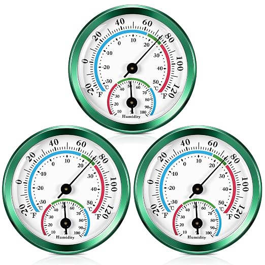 3 Pcs Indoor Outdoor Thermometer 2 in 1 Mini Home Temperature Humidity Hygrometer Monitor Gauge for Home Offices Wall