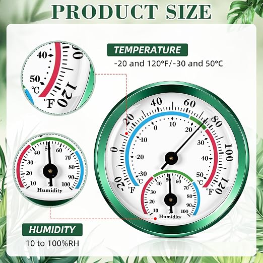 3 Pcs Indoor Outdoor Thermometer 2 in 1 Mini Home Temperature Humidity Hygrometer Monitor Gauge for Home Offices Wall