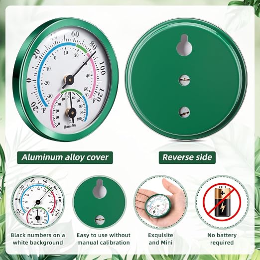 3 Pcs Indoor Outdoor Thermometer 2 in 1 Mini Home Temperature Humidity Hygrometer Monitor Gauge for Home Offices Wall