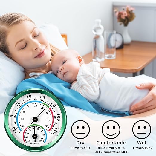3 Pcs Indoor Outdoor Thermometer 2 in 1 Mini Home Temperature Humidity Hygrometer Monitor Gauge for Home Offices Wall