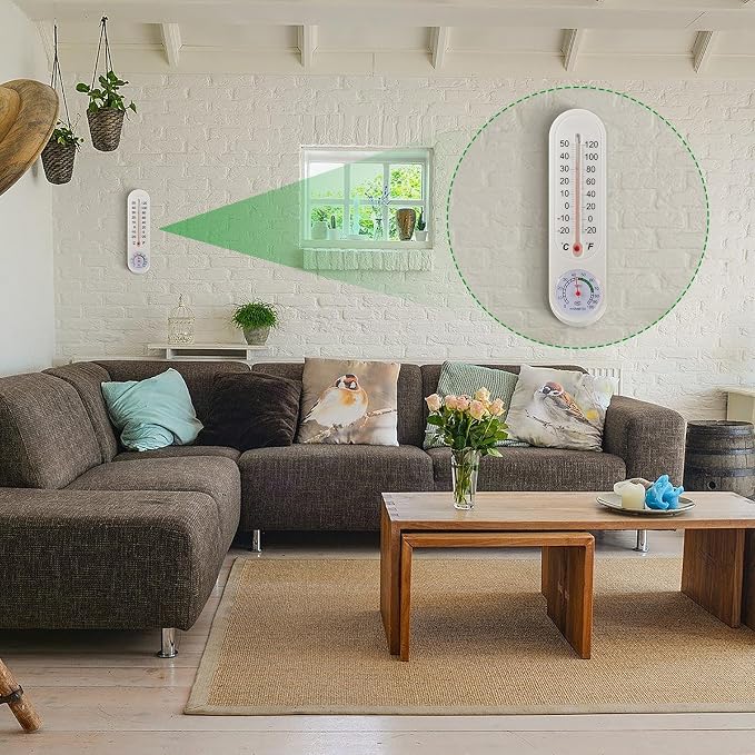 3 Pcs Indoor Outdoor Wall Thermometer Humidity Meter Vertical Thermometer and Hygrometer Wireless Temperature Humidity Gauge