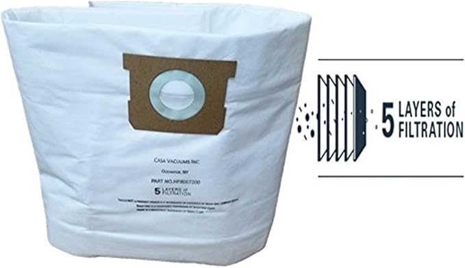 3 Replacement HEPA Bags for 10-14 Gallon Units. Replaces Type I + Type F 9067200 High Efficiency 9066200 Standard