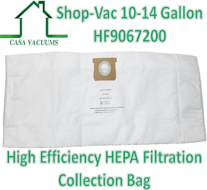 3 Replacement HEPA Bags for 10-14 Gallon Units. Replaces Type I + Type F 9067200 High Efficiency 9066200 Standard