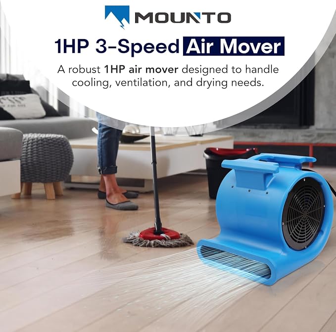 3-Speed Air Mover 1HP 4000+ CFM Monster Floor Blower Carpet Dryers Janitoral Floor Dryer, alternate view 2