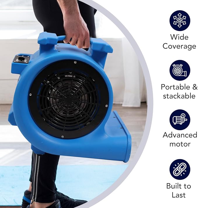 3-Speed Air Mover 1HP 4000+ CFM Monster Floor Blower Carpet Dryers Janitoral Floor Dryer, alternate view 5