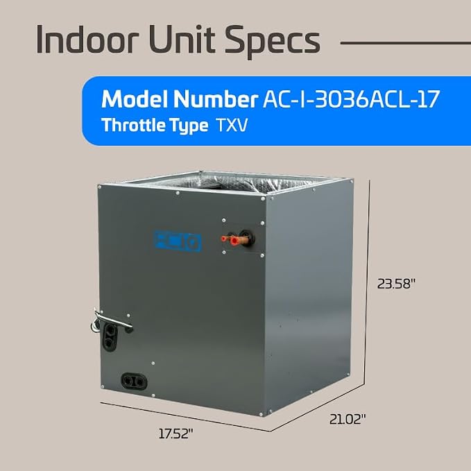 3 Ton 14.3 SEER2 iCongo Central Air Conditioner Split System & 17.5in Vertical Evaporator Cased Coil with 50ft Install Kit