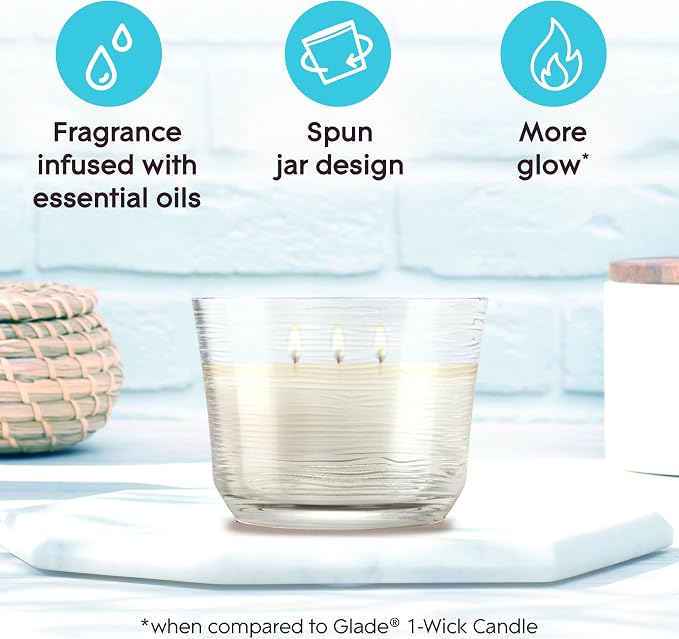 3-Wick Scented Candle Jar, Dewdrop Petals, Air Freshener Infused with Essential Oils, 6.8 Oz, 3 Count, alternate product view