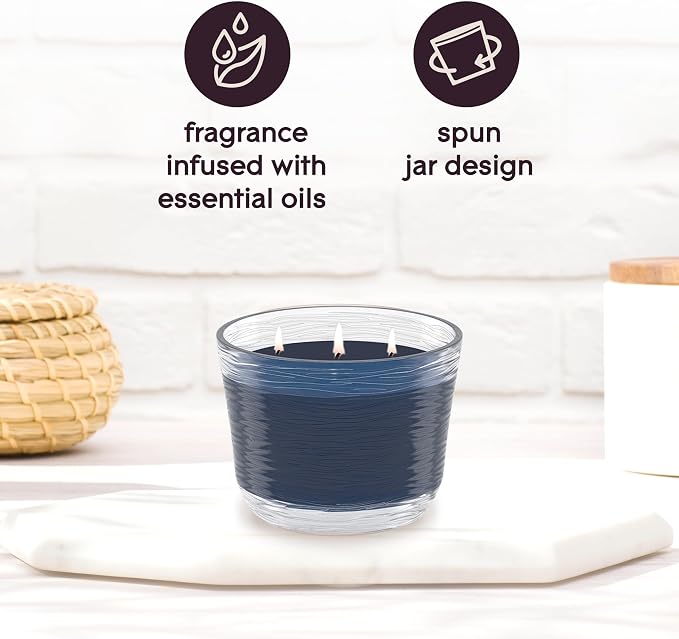 3-Wick Scented Candle Jar, Smooth Bourbon & Oak, Air Freshener Infused with Essential Oils, 6.8 Oz, 3 Count 3 Count 6.8 Oz