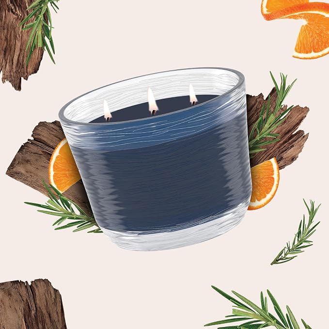 3-Wick Scented Candle Jar, Smooth Bourbon & Oak, Air Freshener Infused with Essential Oils, 6.8 Oz, 3 Count 3 Count 6.8 Oz