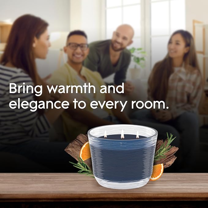 3-Wick Scented Candle Jar, Smooth Bourbon & Oak, Air Freshener Infused with Essential Oils, 6.8 Oz, 3 Count 3 Count 6.8 Oz