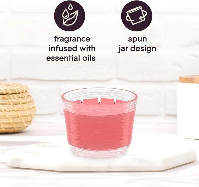3-Wick Scented Candle Jar, Strawberry Cake Shake, Air Freshener Infused with Essential Oils, 6.8 Oz, 3 Count 3 Count 6.8 Oz