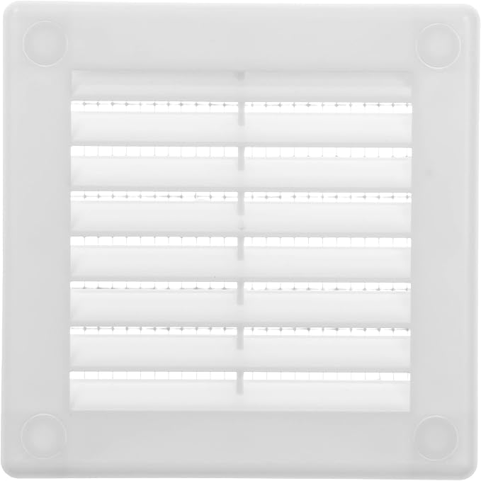 3" x 3" (Duct Opening Size) White Plastic Square Vent Cover - Flat Soffit Air Vent Grille with Mesh Screen - Return Air Grill