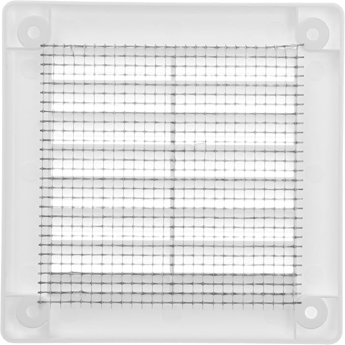 3" x 3" (Duct Opening Size) White Plastic Square Vent Cover - Flat Soffit Air Vent Grille with Mesh Screen - Return Air Grill