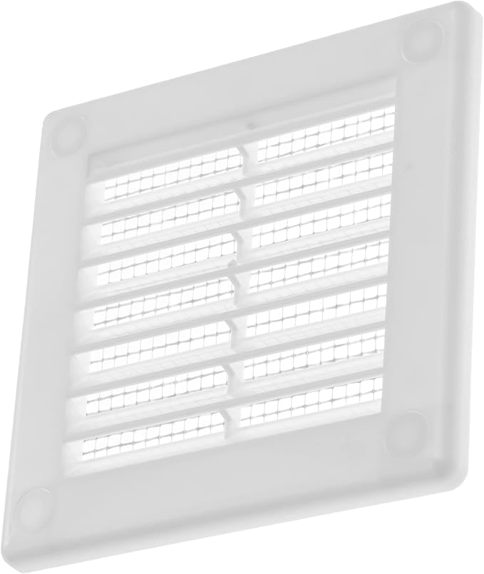 3" x 3" (Duct Opening Size) White Plastic Square Vent Cover - Flat Soffit Air Vent Grille with Mesh Screen - Return Air Grill