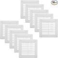 3" x 3" Inch (Opening Dimensions) - Pack of 10 - Plastic White Soffit Vent Cover - Flat Square Air Vent Grille
