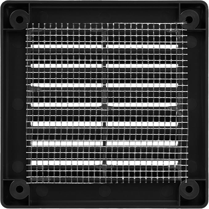 3" x 3" (Opening Dimensions) Black Plastic Soffit Vent Cover - Durable Flat Square Air Vent Grille with Mesh, alternate view