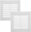 3" x 3" White Plastic Soffit Vent Cover - 2 Pack - Durable Flat Square Air Vent Grille with Built-in Mesh –