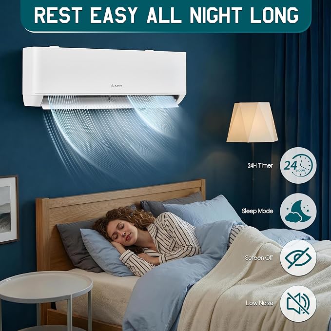 3 Zone Mini Split AC System, 9K+12K+12K BTU, Three Zone Mini Split Air Conditioner with WiFi Control, Cools Up to 1500 Sq.Ft